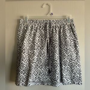 Gray and White Geometric Skirt